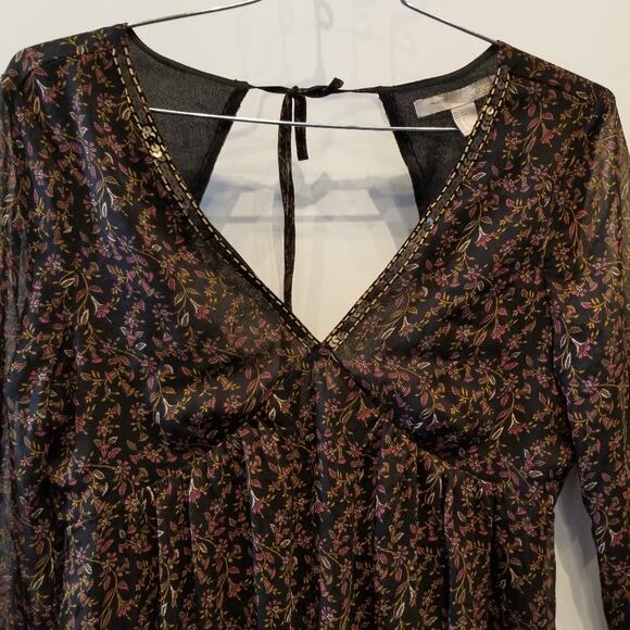 Forever 21 V Neck Backless Fit & Flare Dress Comfortable Long Sleeve Womens Sz L - Picture 7 of 11